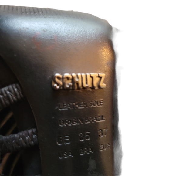 SCHUTZ BLACK SUEDE GLADIATOR OPEN TOE HEELS - Picture 11 of 14